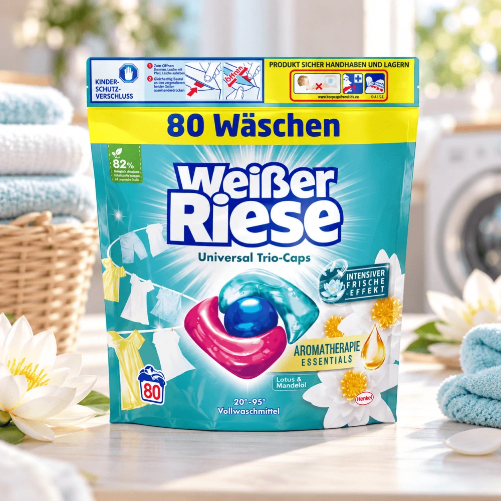 Weisser Riese Universal Lotus TRIO-Caps prací kapsle na bílé a světlé prádlo 80 ks