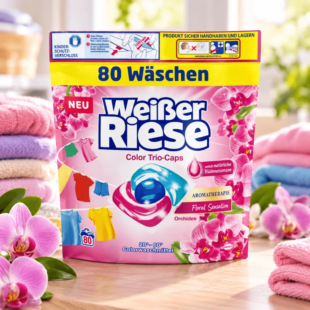 Weisser Riese Color Orchidee TRIO-Caps prací kapsle na barevné prádlo 80 ks
