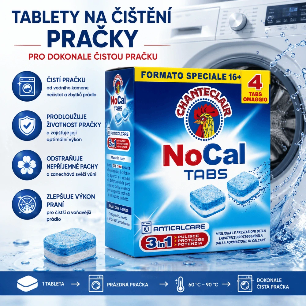 Chanteclair tablety do pračky proti vodnímu kameni NoCal Tabs 16+4ks - originál z Německa