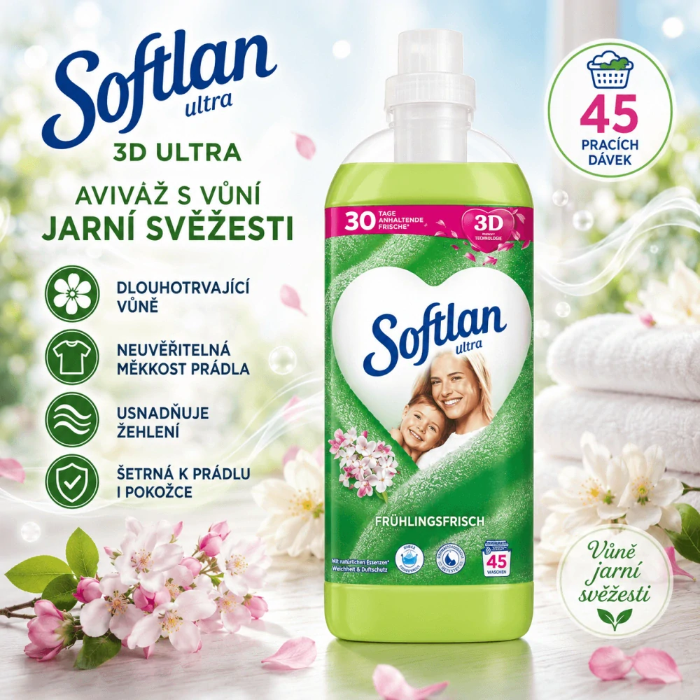 Softlan 3D Ultra aviváž s vůní jarní svěžesti 1l - 45 pracích dávek