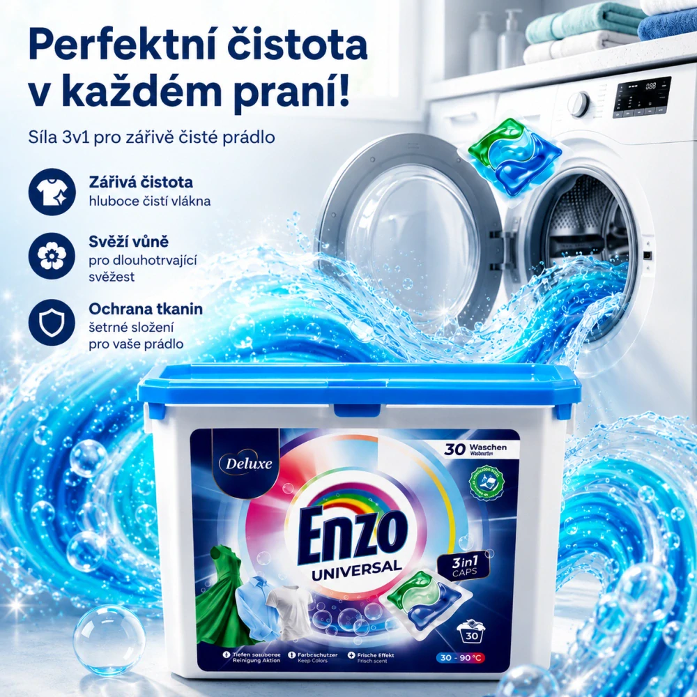 Deluxe Enzo 3in1 Caps kapsle na praní 30ks Universal