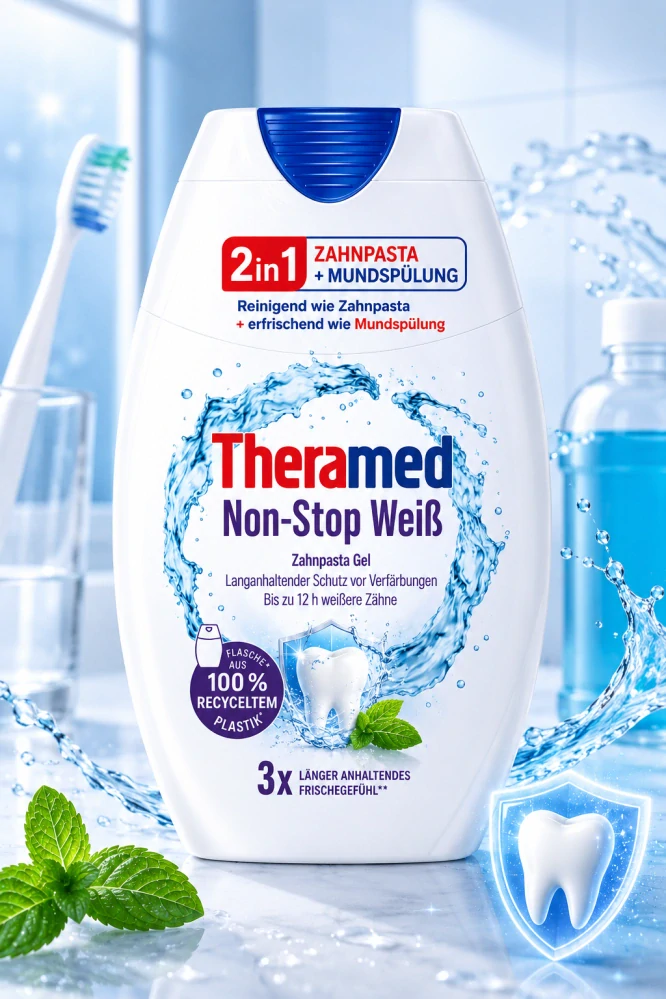 Theramed 2v1 Non-Stop White bělicí zubní pasta gel 75 ml - originál z Německa