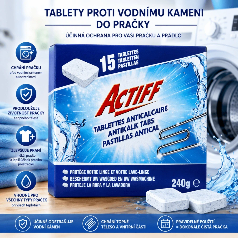 Actiff Antikalk Tabs 15ks - 240g - tablety proti vodnímu kameni do pračky
