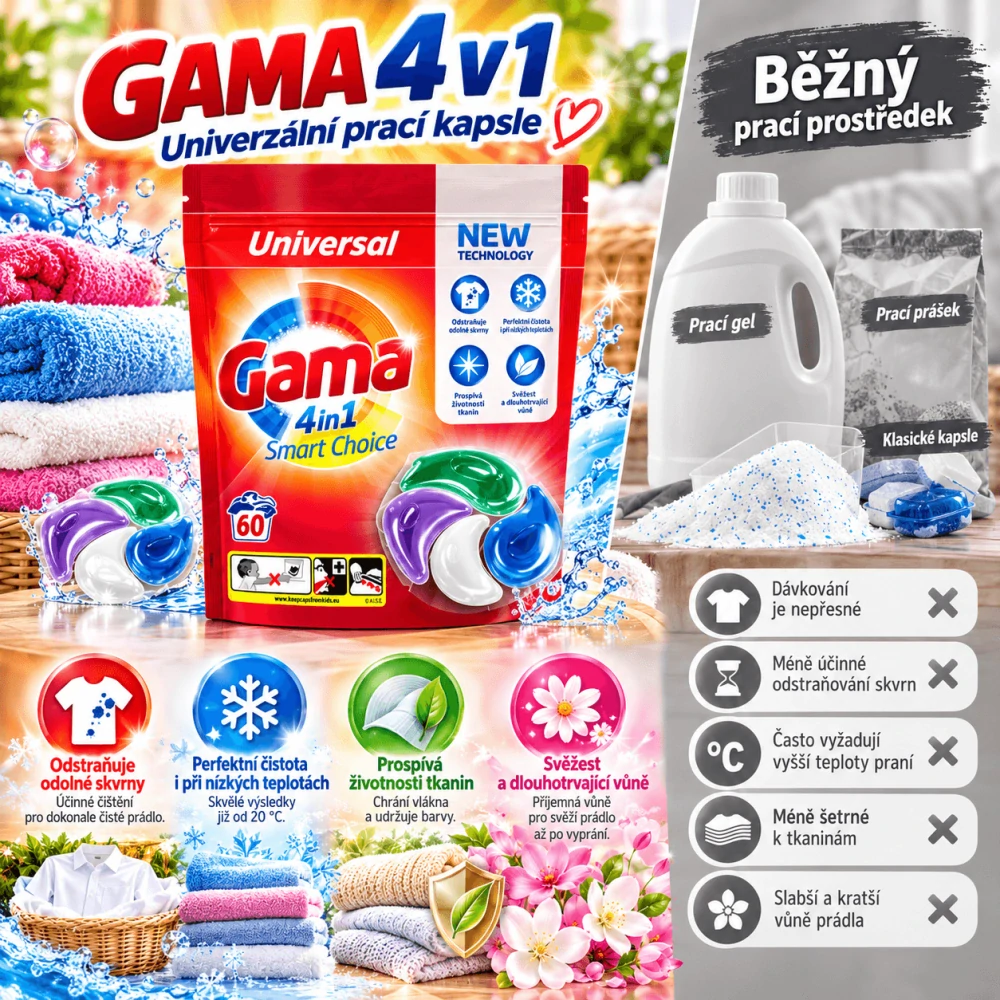Vizir Gama Universal 4in1 kapsle na praní 60 ks